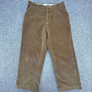 Vintage Orvis Pants Mens 36x27 Brown Corduroy Trousers Leather Trim Heavy Hunt‎